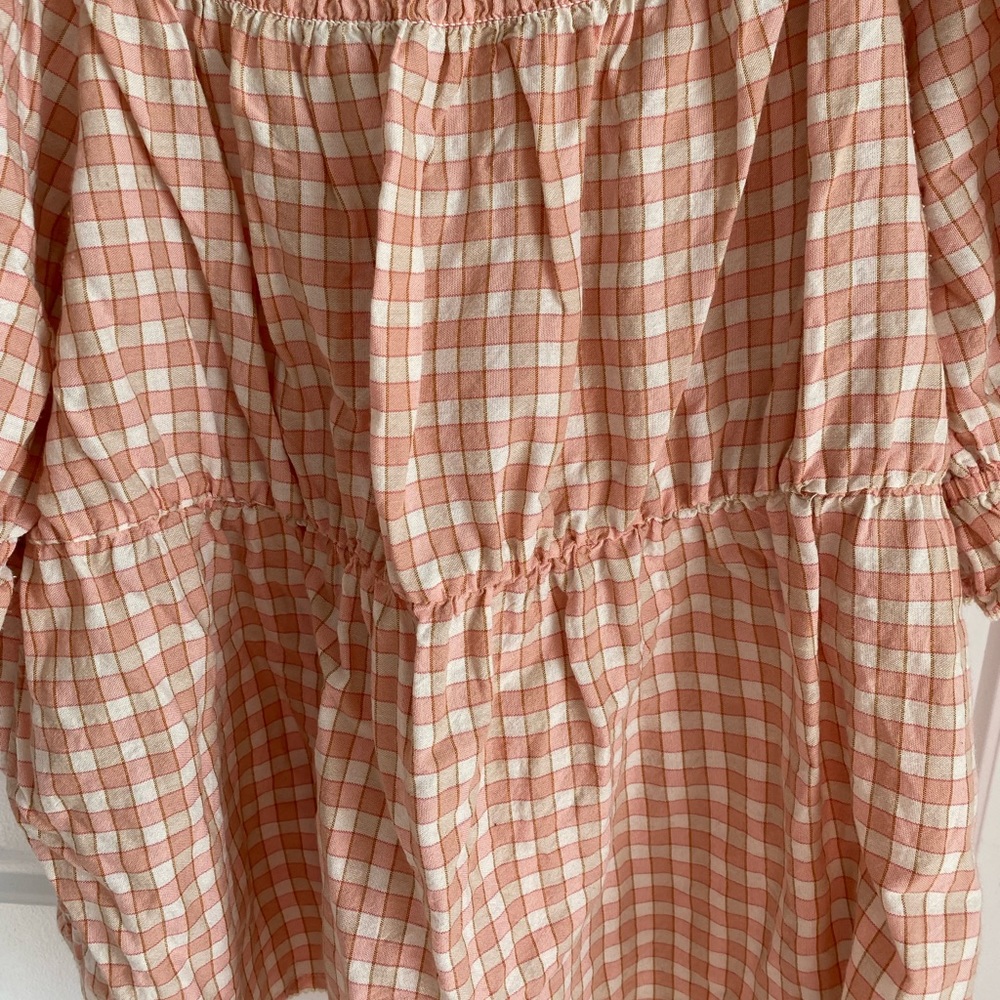 Pink Plaid Patterned Puff Sleeve Top - Picture 3 of 8